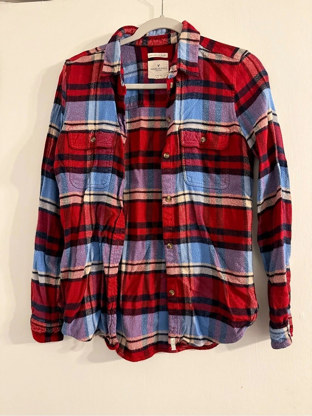 American Eagle Outfitters Classic Fit Plaid Cotton Shirt Size Small Like New